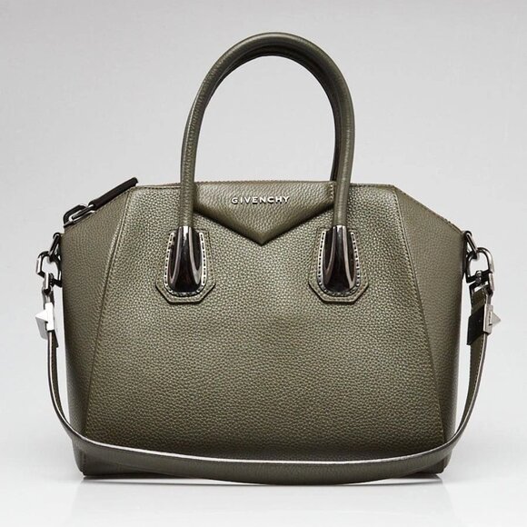 Givenchy Dark Green Sugar Goatskin Leather Small Antigona Bag 795-051025 - Picture 1 of 12
